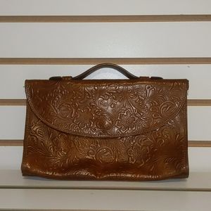Vintage Saks and Fifth Ave. Tooled Leather Clutch